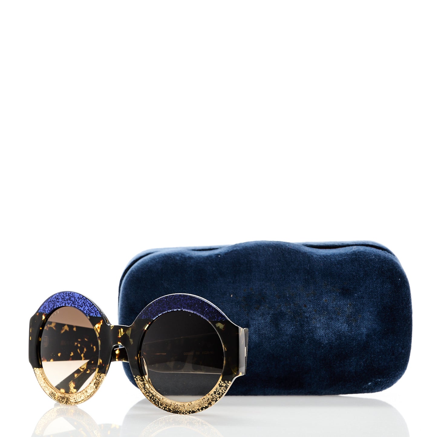 Acetate Round GG0084S Sunglasses Glitter Blue Multi