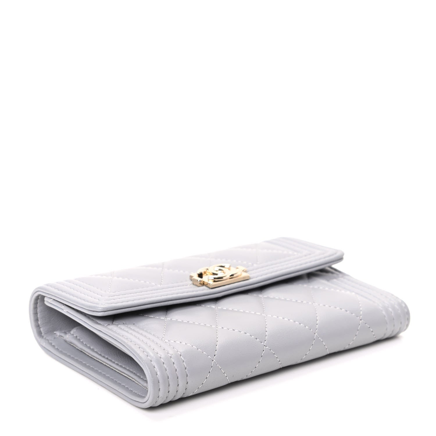 Chanel Lambskin Quilted Small Boy Flap Wallet Gray 4 of 8