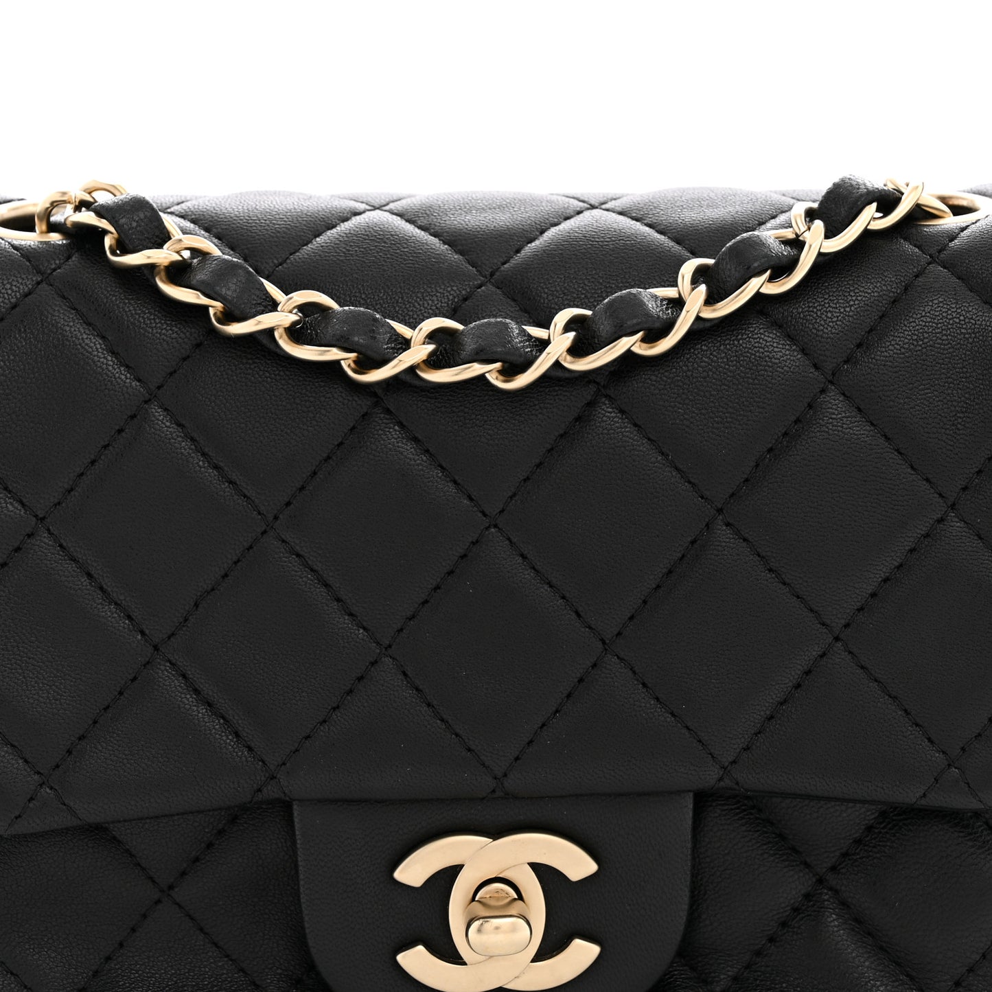 Lambskin Quilted Mini Square Flap Black
