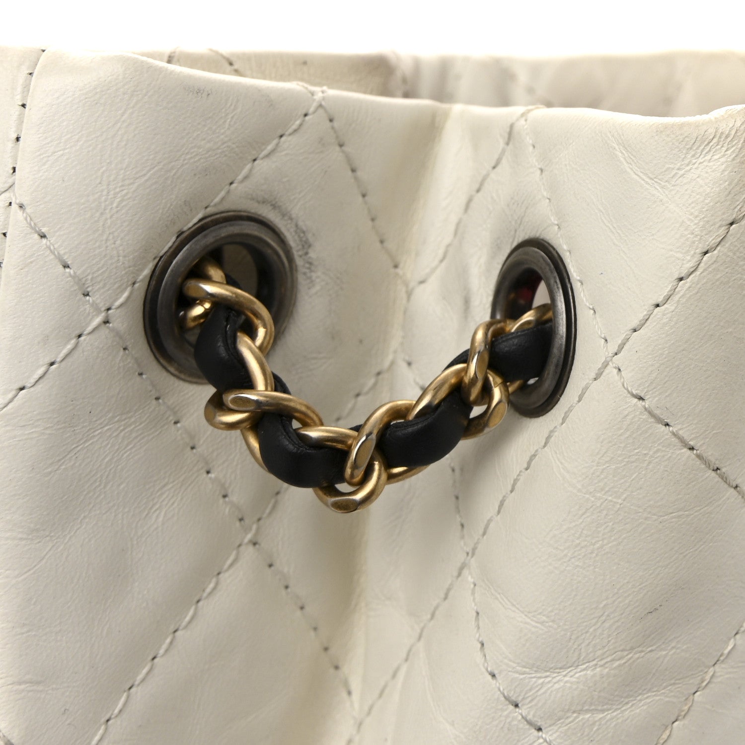 Chanel Aged Calfskin Quilted Small Gabrielle Backpack Black White 12 of 12