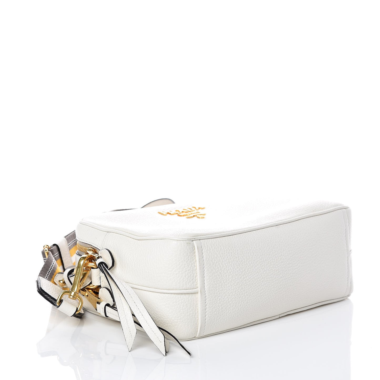 Vitello Daino Medium Double Zip Shoulder Bag White