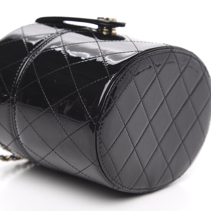 Chanel Patent Quilted Round Clutch With Chain Black 7 of 10
