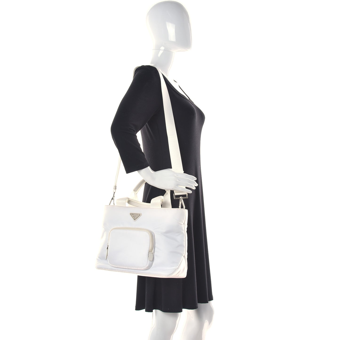 Tessuto Nylon Pocket Tote Bianco