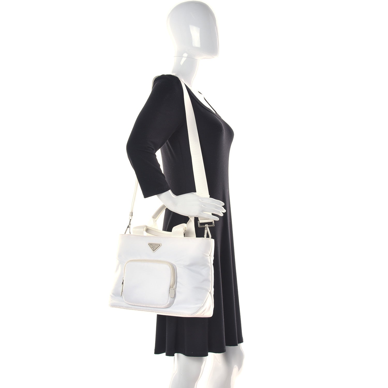 Prada Tessuto Nylon Pocket Tote Bianco 2 of 14