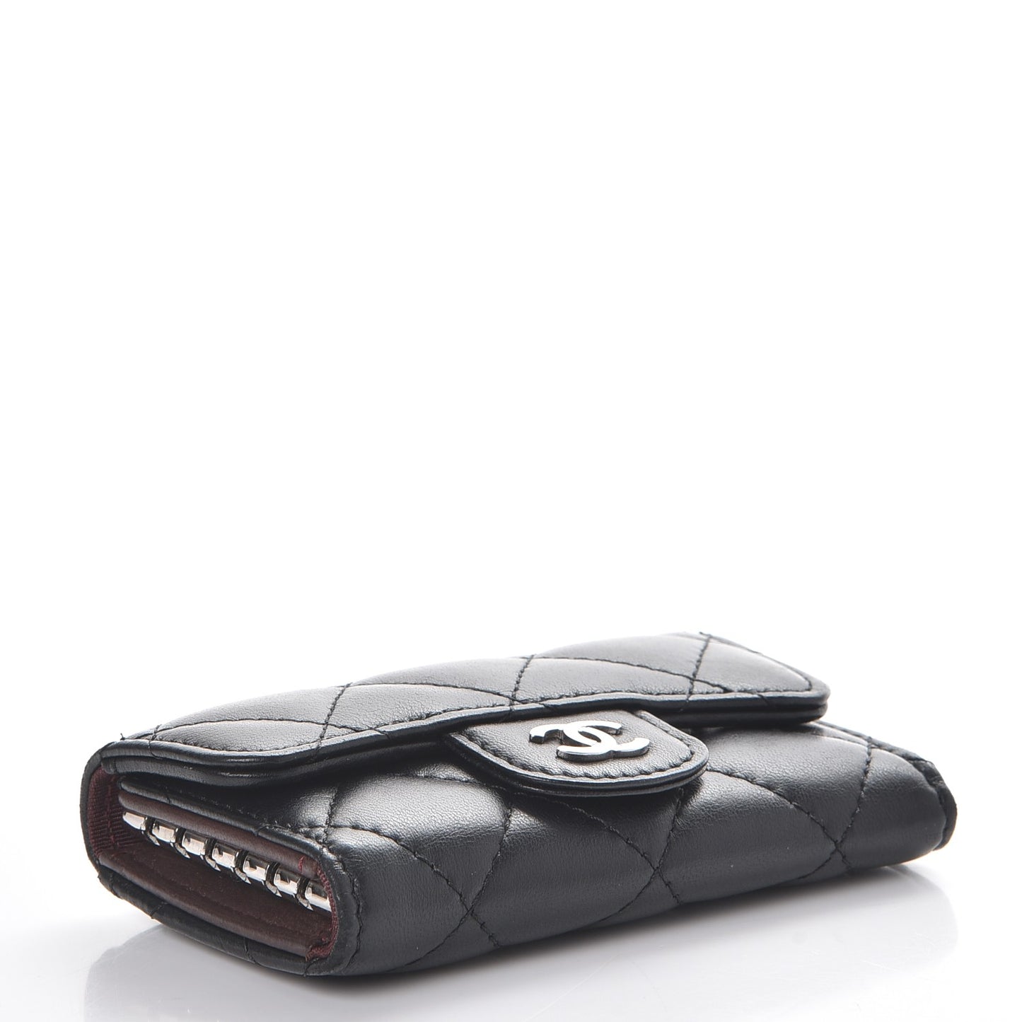 Lambskin Quilted 6 Key Holder Black