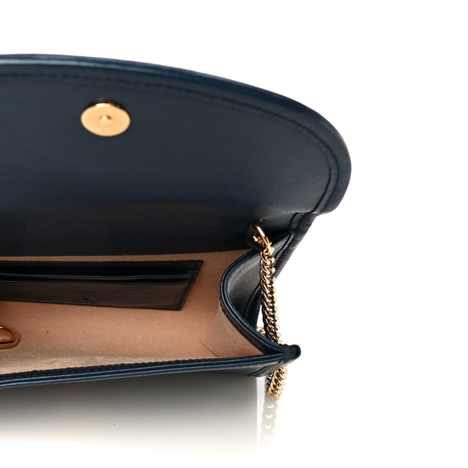 Gucci Textured Calfskin Web Mini Rajah Slim Flap Shoulder Bag Blue 4 of 12