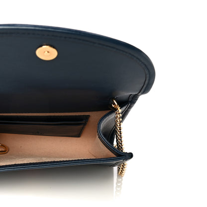 Gucci Textured Calfskin Web Mini Rajah Slim Flap Shoulder Bag Blue 4 of 12