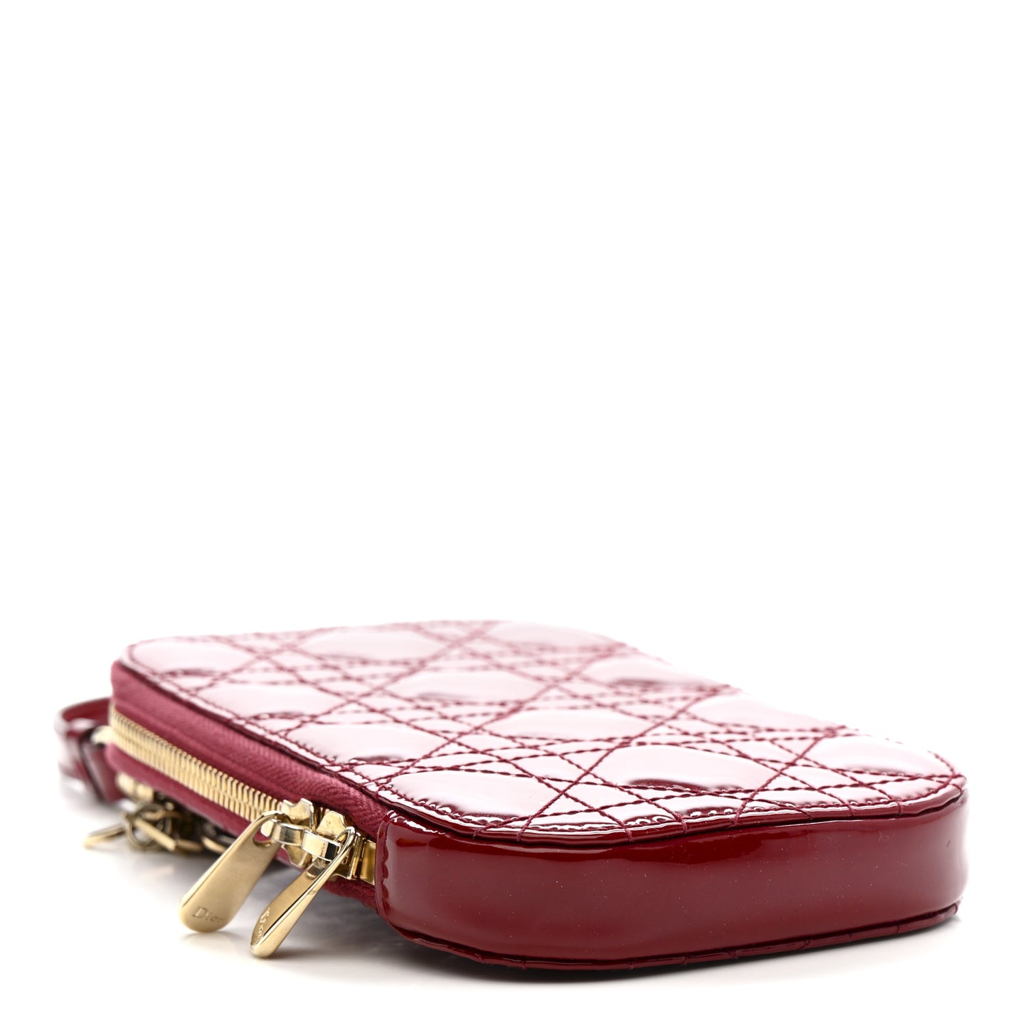 Patent Cannage Lady Dior Phone Holder Red