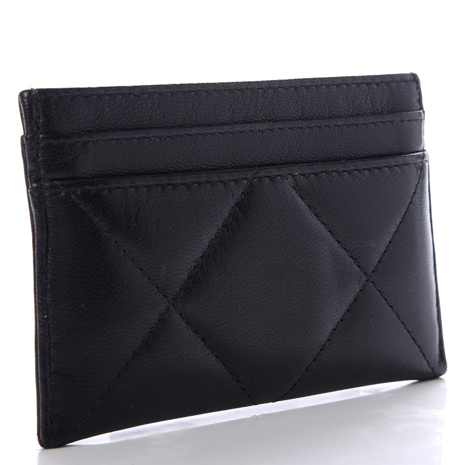 Chanel Goatskin Quilted Chanel 19 Card Holder Black 3 of 9