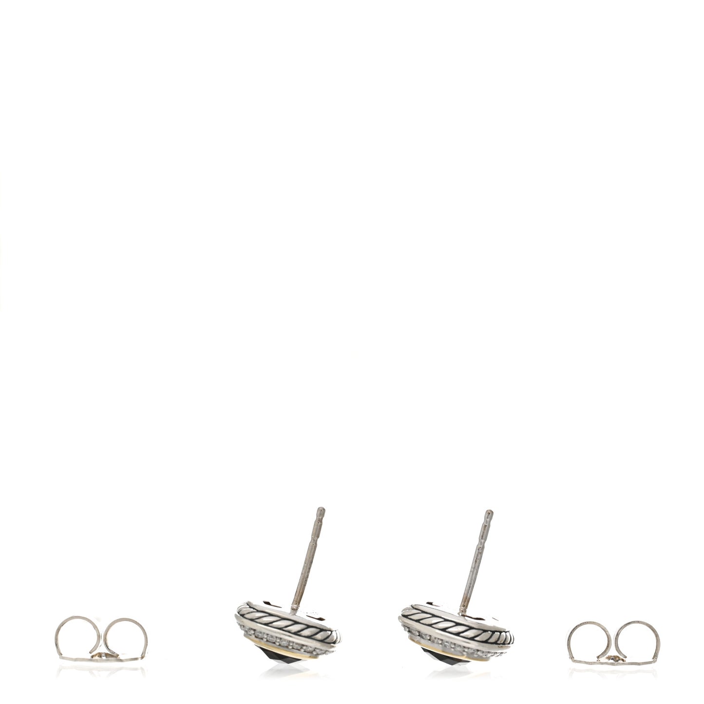 Sterling Silver 18K Yellow Gold Diamond Smoky Quartz 11mm Albion Earrings