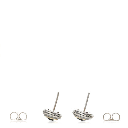 David Yurman Sterling Silver 18K Yellow Gold Diamond Smoky Quartz 11mm Albion Earrings 3 of 4