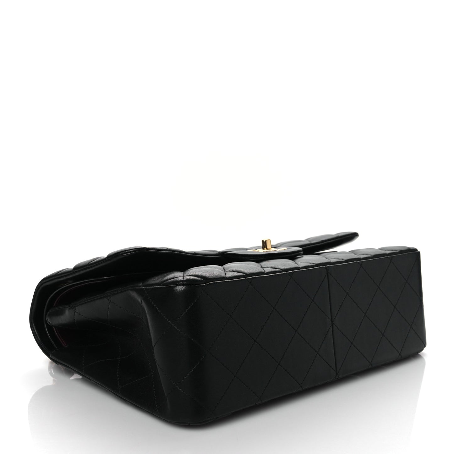 Lambskin Quilted Jumbo Double Flap Black