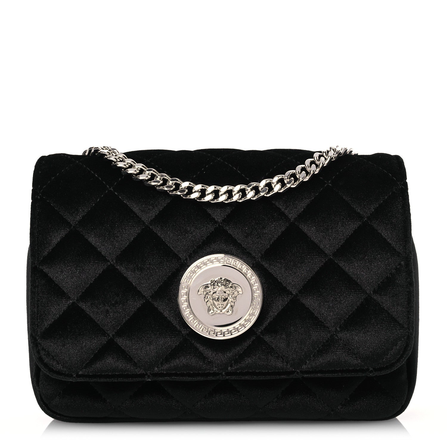 Versace Velvet Quilted Icon Crossbody Bag Black 1 of 13