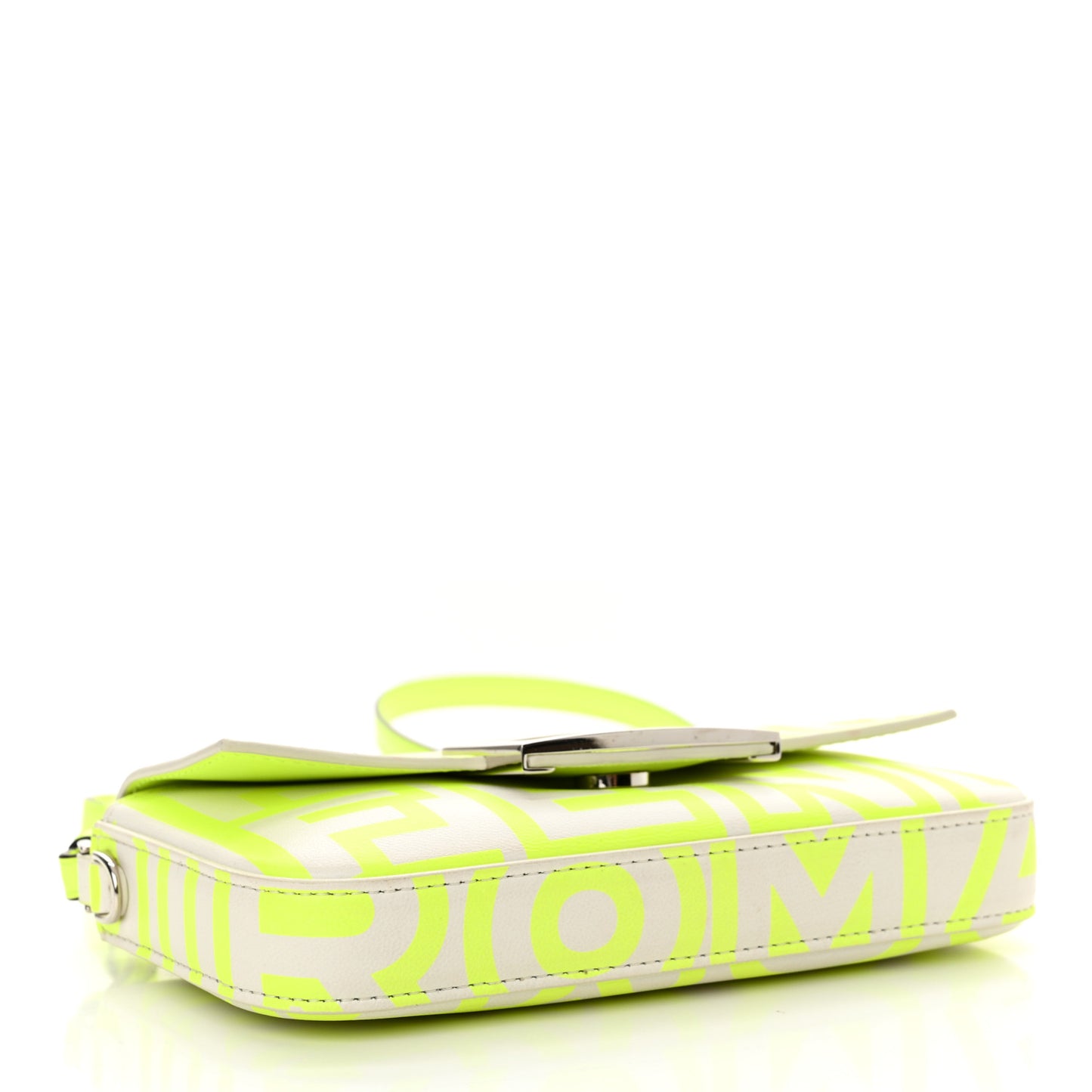 X MARC JACOBS Nappa Vitello King Logo Print Phone Baguette Yellow Fluo