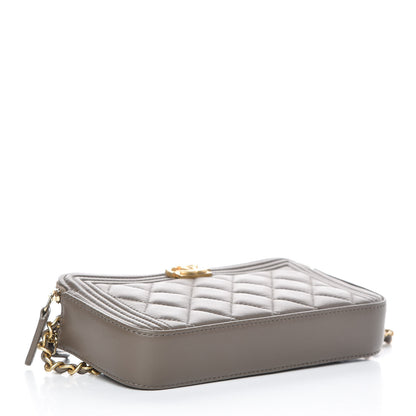Chanel Calfskin Quilted Small Boy Clutch With Chain Khaki 4 of 11