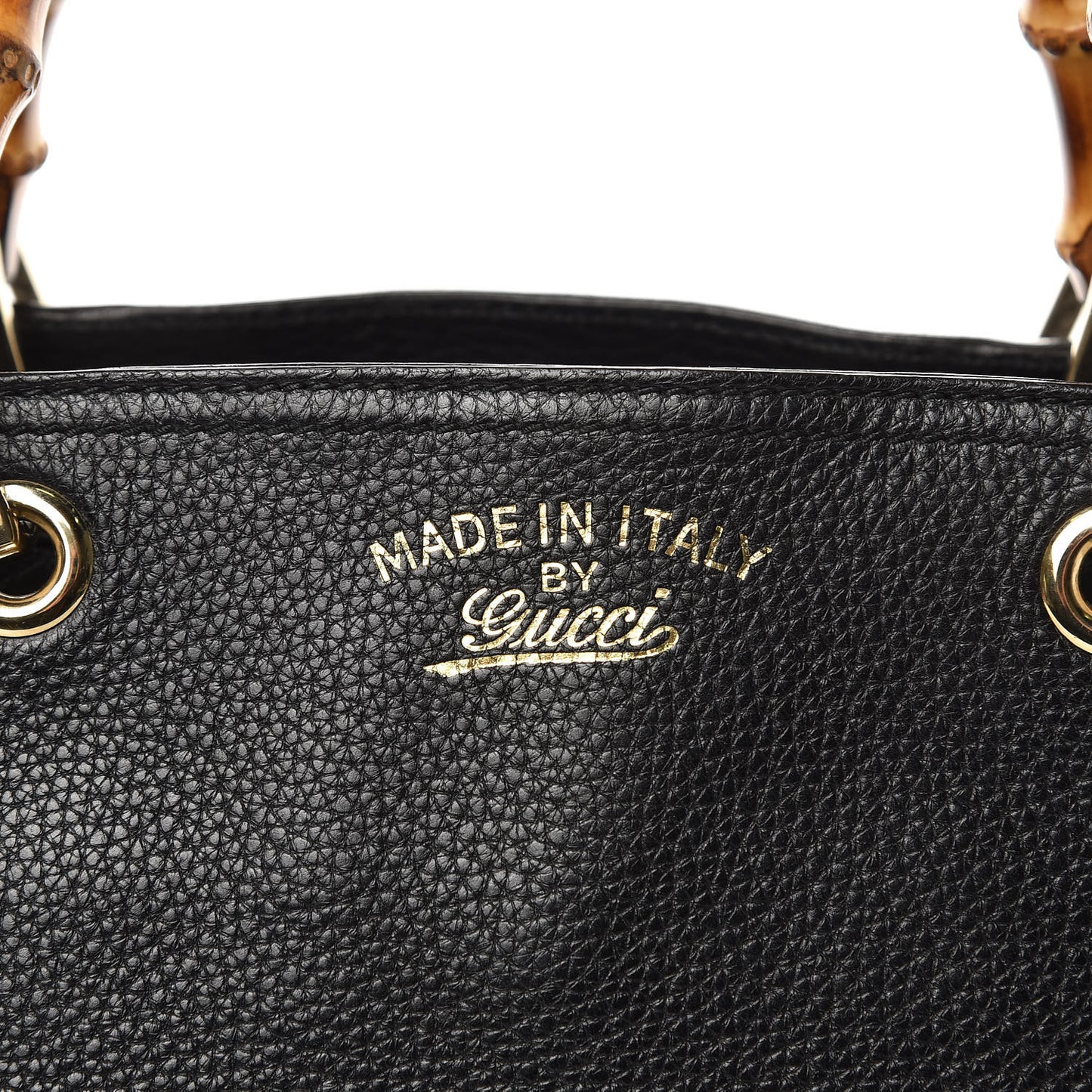 Pebbled Calfskin Medium Bamboo Shopper Tote Black