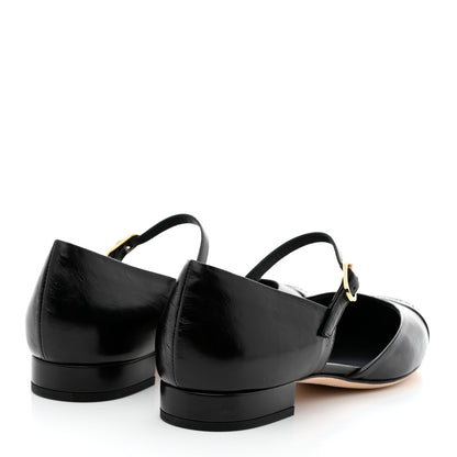Chanel Glazed Calfskin Patent Cap Toe CC Mary Jane Flats 37 Black 4 of 9