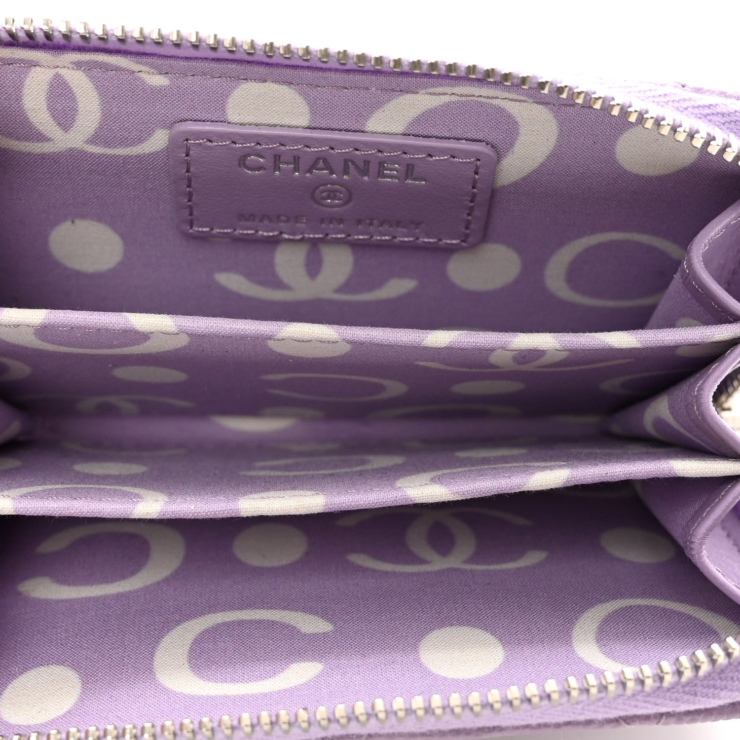 Chanel Caviar Quilted CC Logo Zip Coin Purse Purple 5 of 8
