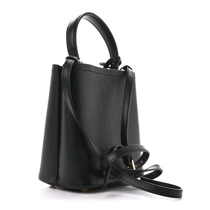 Prada Saffiano Cuir Small Panier Bucket Bag Black Fuoco 3 of 10