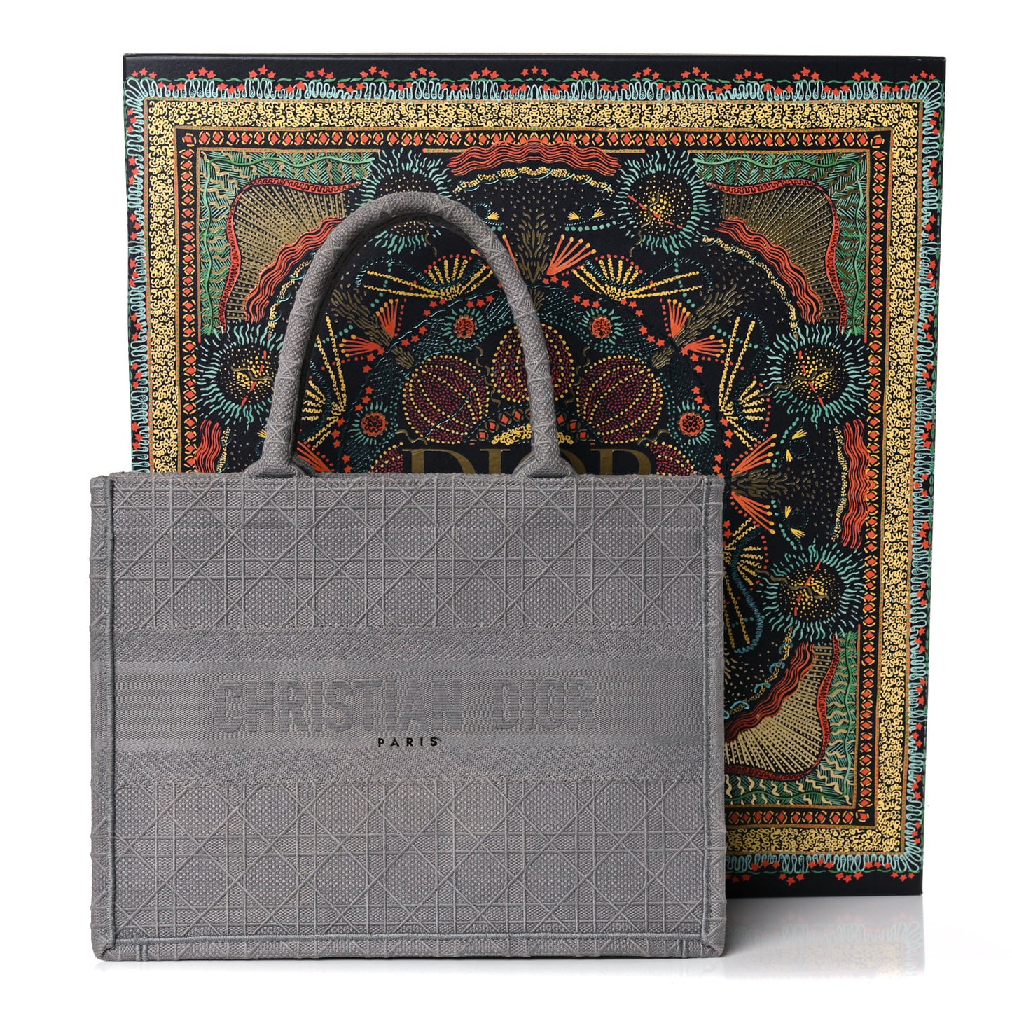 Canvas Embroidered Cannage Medium Book Tote Stone