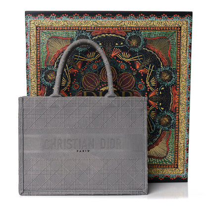 Christian Dior Canvas Embroidered Cannage Medium Book Tote Stone 15 of 15