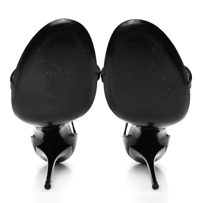 Saint Laurent Patent Cassandra Ankle Strap Sandals 37.5 Black 5 of 10