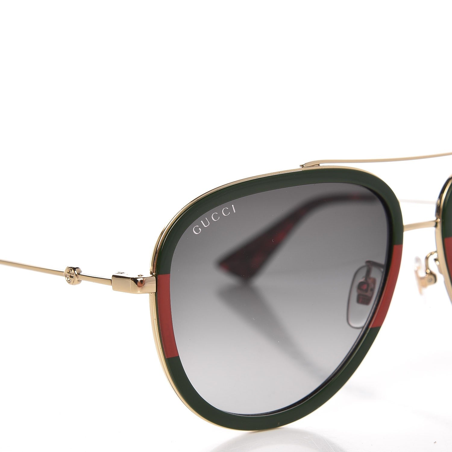 Gucci Web Aviator Sunglasses GG0062S Green Red 8 of 8