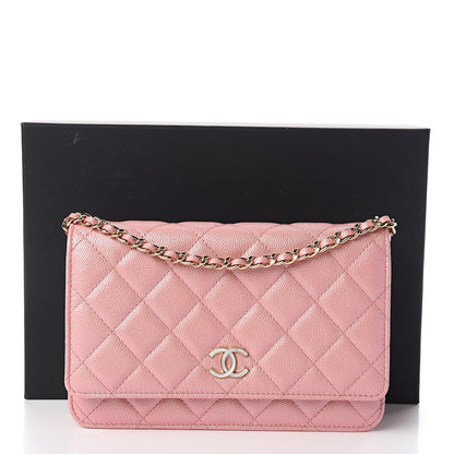 Chanel Iridescent Caviar Quilted Wallet on Chain WOC Rose Pink 12 of 12