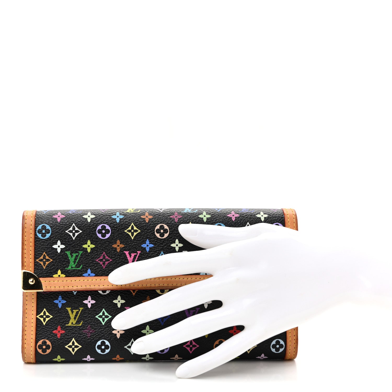 Louis Vuitton Monogram Multicolor Porte Tresor International Wallet Black 2 of 11