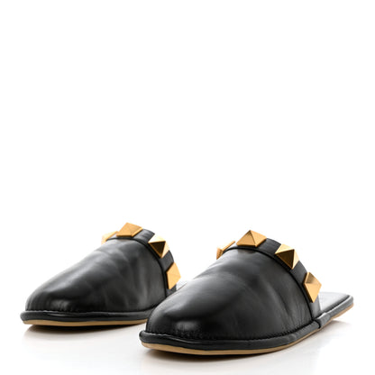 Valentino Garavani Nappa Roman Stud Flat Slippers 37.5 Black 3 of 10