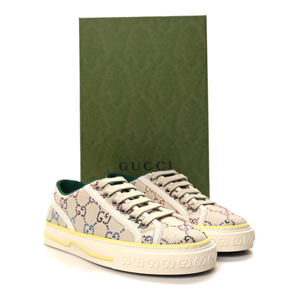 Gucci Canvas Lame Crystal GG Monogram Womens 1977 Tennis Sneakers 35.5 Gardenia Silver Mystic White 8 of 8