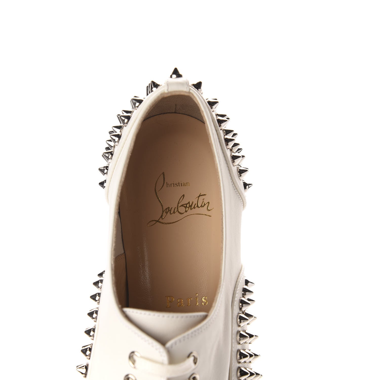Christian Louboutin Nappa Freddy Spikes Donna Flat Sneakers 38 Latte Silver 7 of 8