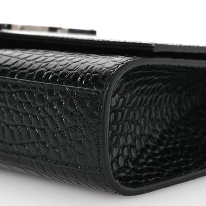 Saint Laurent Calfskin Crocodile Embossed Medium Classic Monogram Kate Tassel Satchel Black 10 of 13
