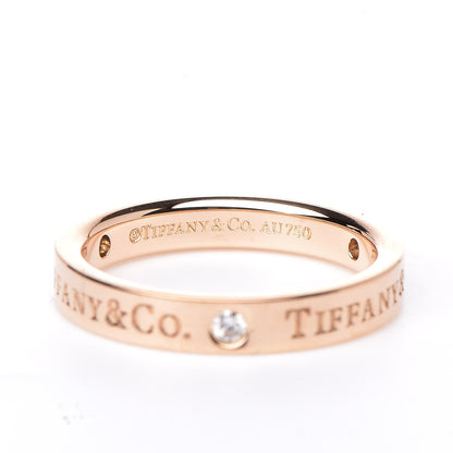 Tiffany 18K Rose Gold Diamond 3mm Logo Band Ring 48 4.25 4 of 4