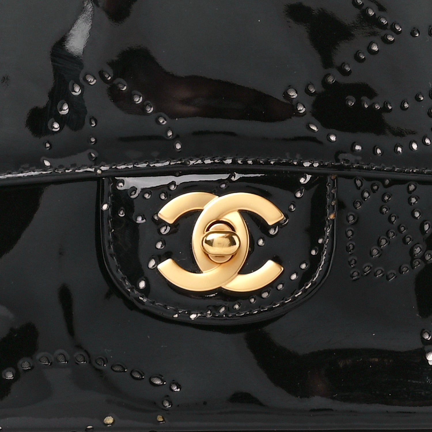 Chanel Patent Perforated Camellia Medium Single Flap Black 9 of 11