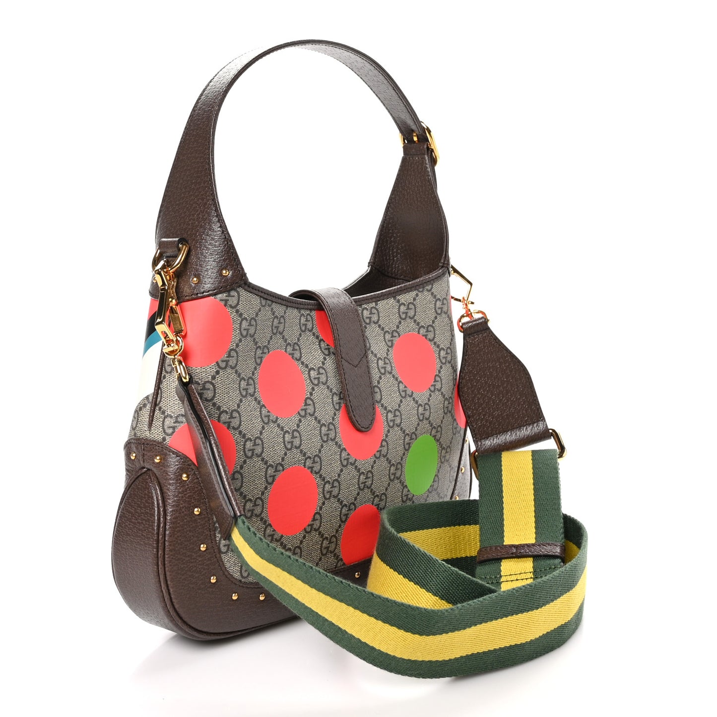 GG Supreme Monogram Geometric Textured Dollar Calfskin Web Small Jackie 1961 Hobo