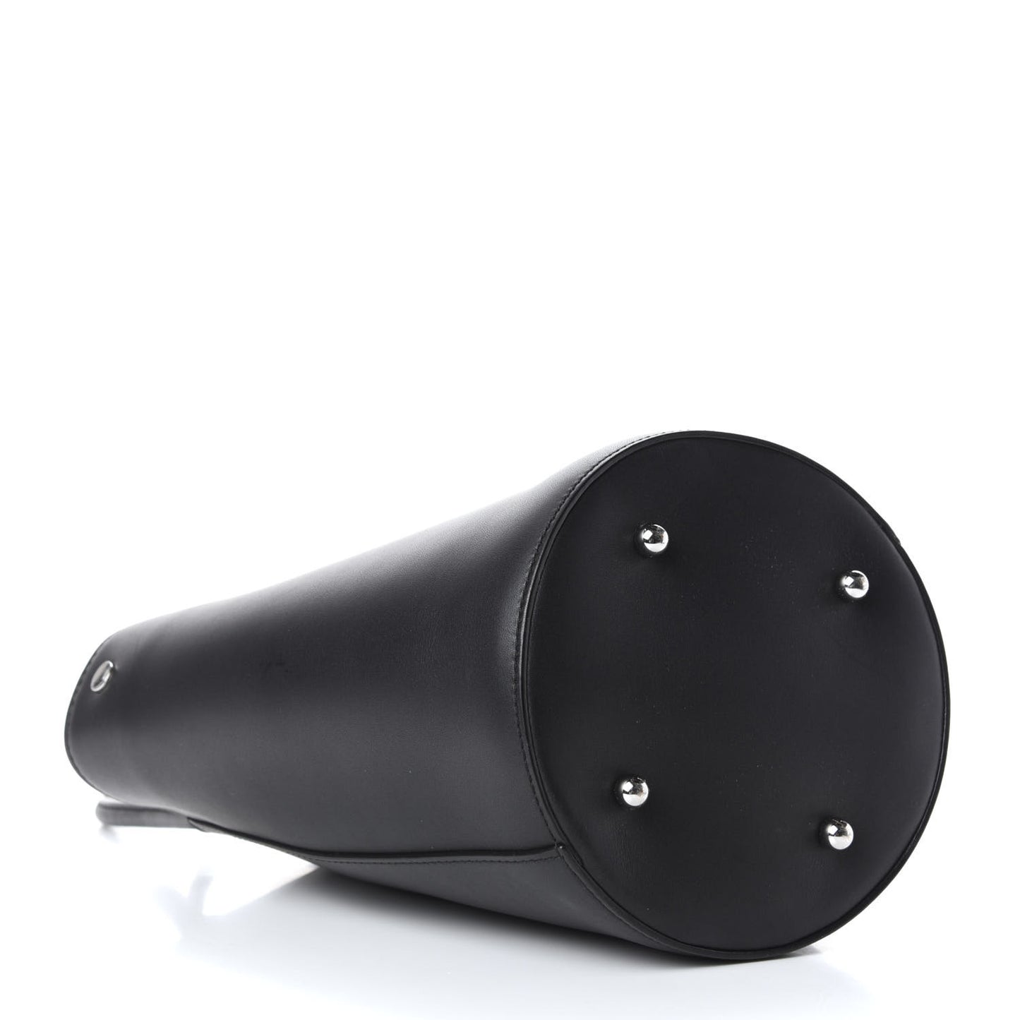 Calfskin Roxy Large Chain Bucket Black Silver Hardware