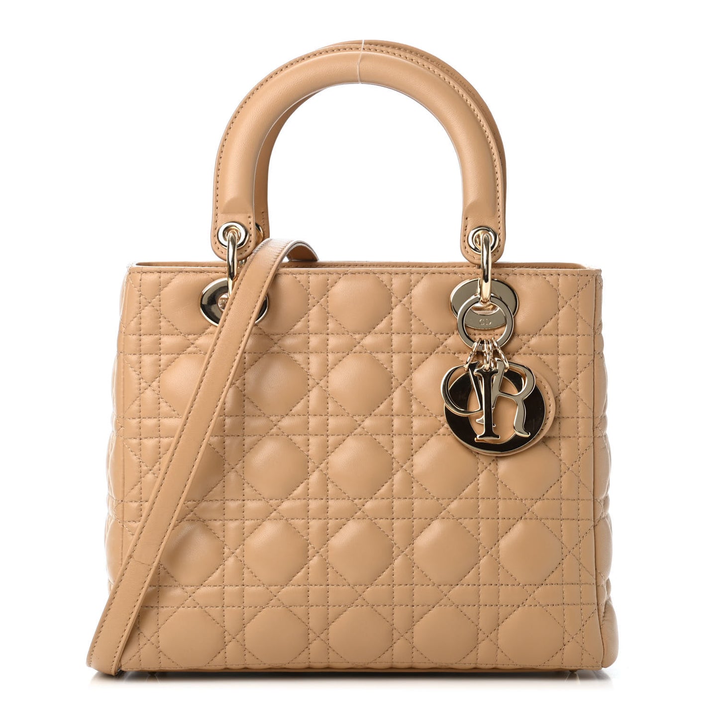 Lambskin Cannage Medium Lady Dior Beige