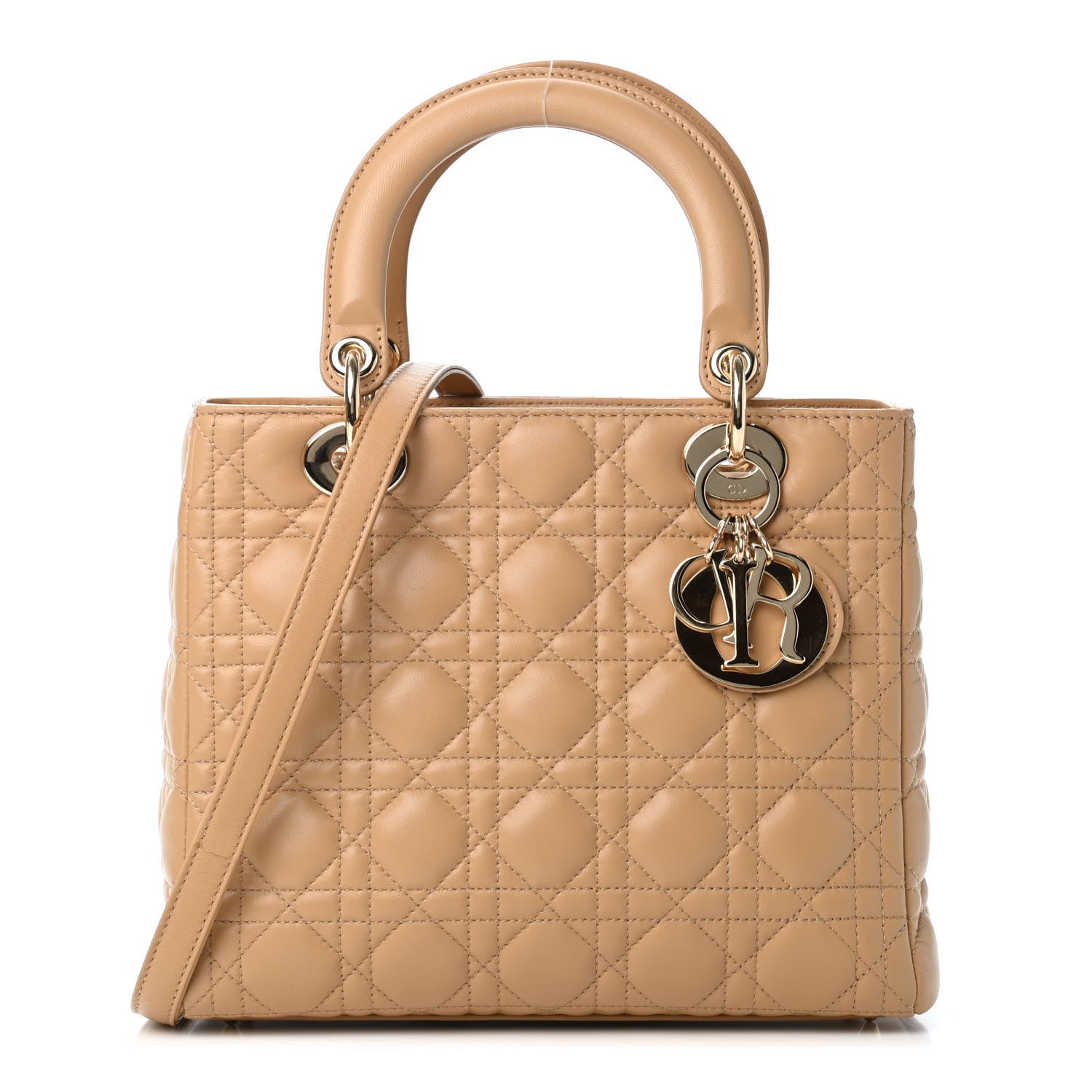 Christian Dior Lambskin Cannage Medium Lady Dior Beige 1 of 5