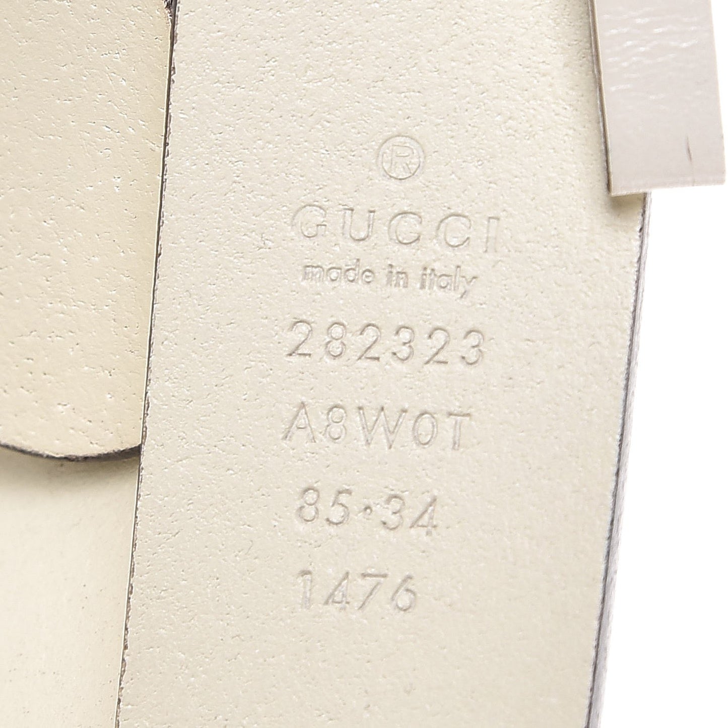 Margaux Calfskin Studded Interlocking G 30mm Belt 85 34 Mystic White
