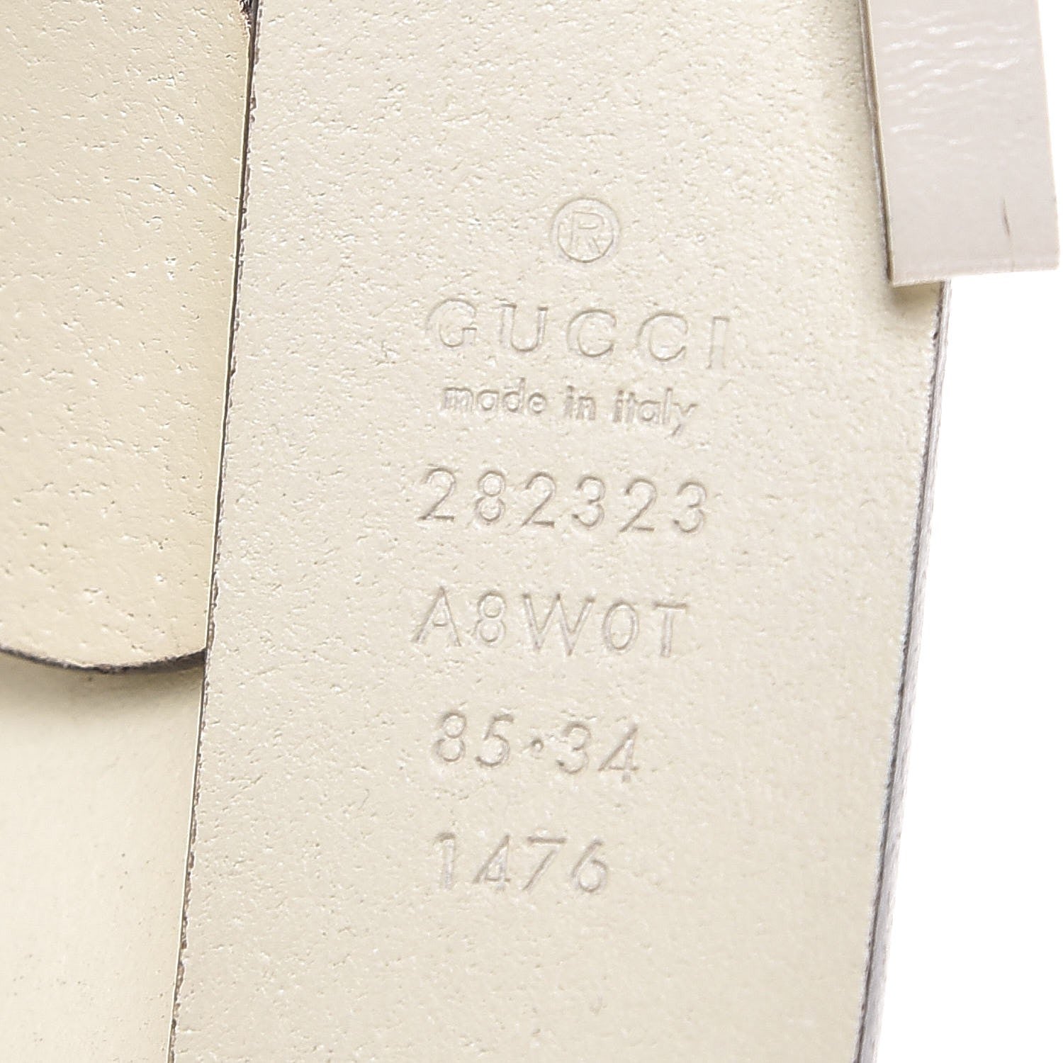 Gucci Margaux Calfskin Studded Interlocking G 30mm Belt 85 34 Mystic White 6 of 6