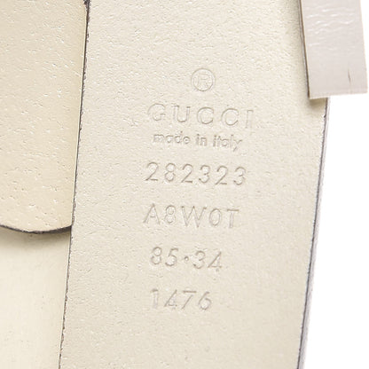 Gucci Margaux Calfskin Studded Interlocking G 30mm Belt 85 34 Mystic White 6 of 6