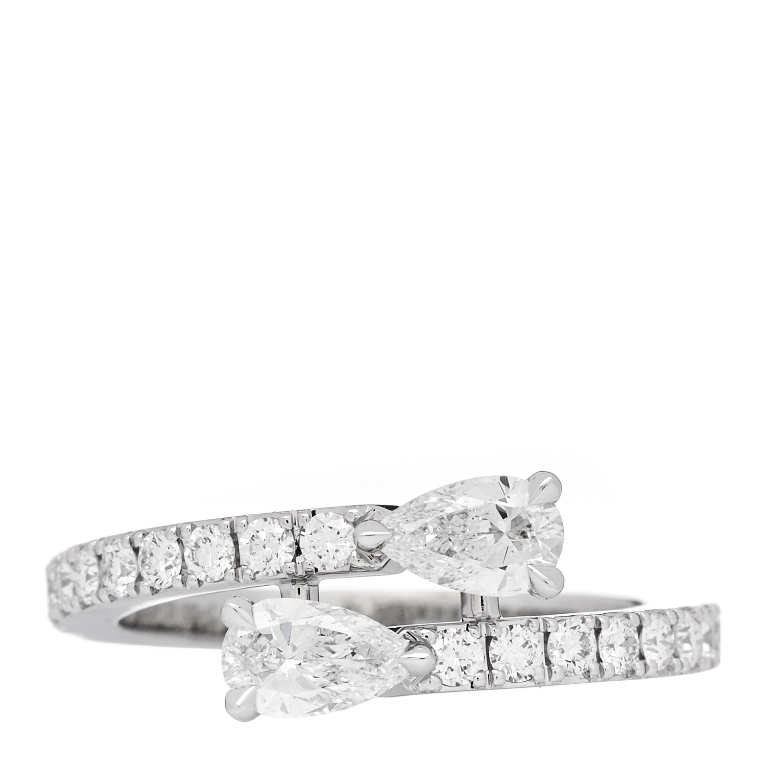 Graff 18K White Gold Diamond Duet Wraparound Ring 49 4.75 1 of 6