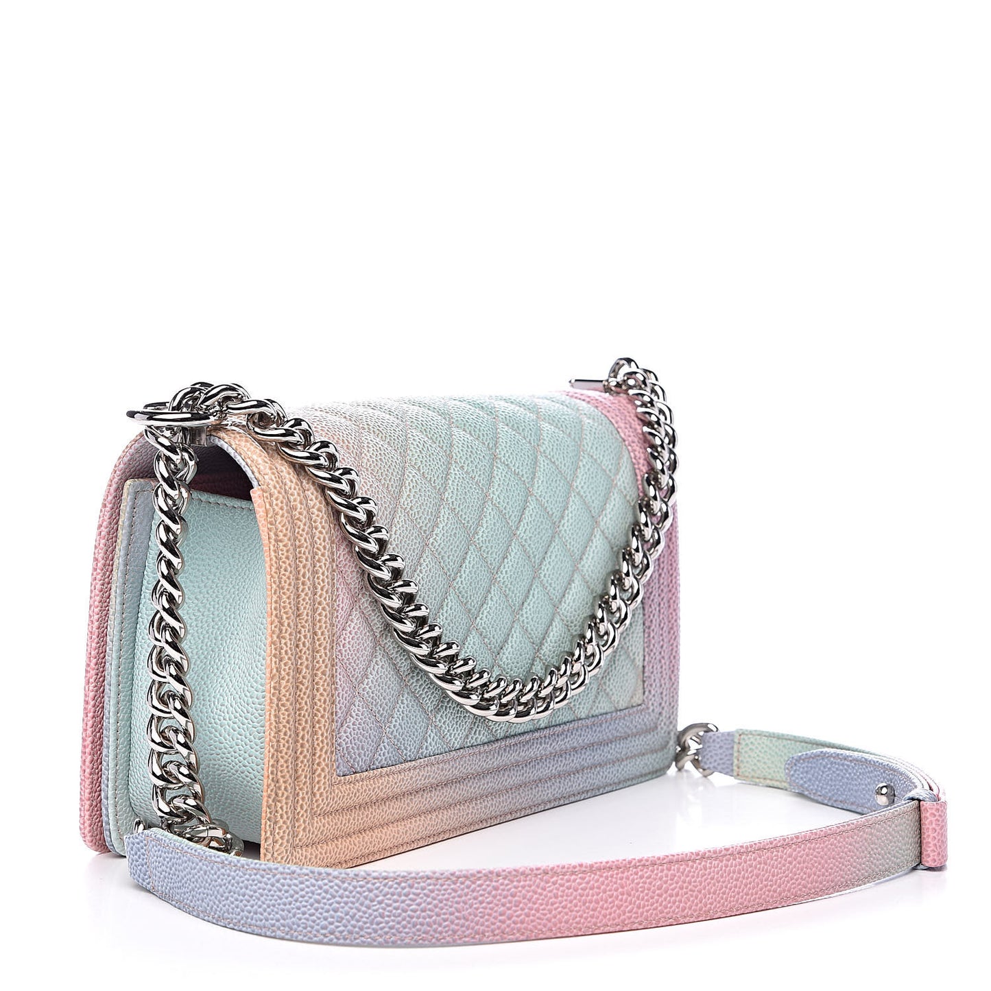 Caviar Quilted Medium Rainbow Boy Flap Multicolor