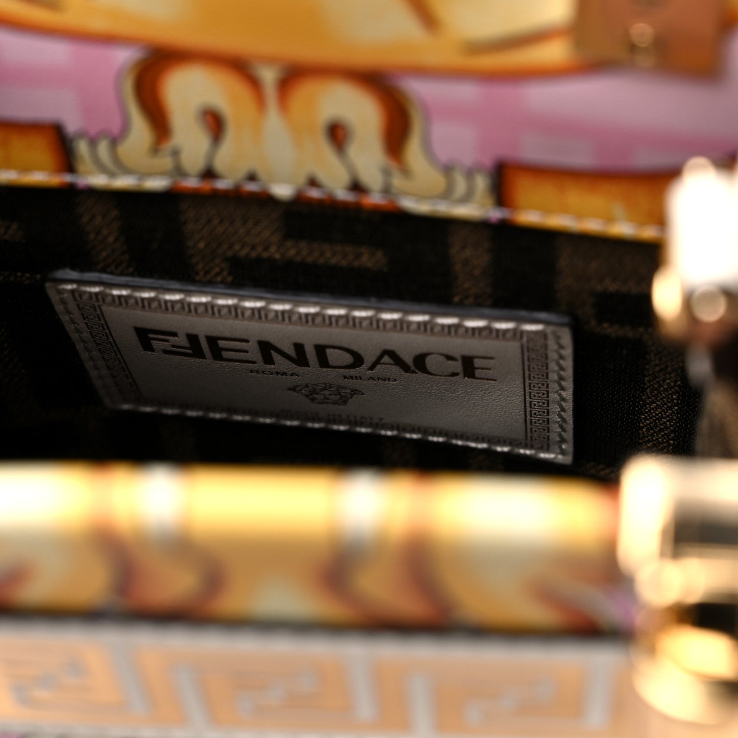 X VERSACE Calfskin Plexiglass Fendace FF Baroque Mini Fendi Sunshine Shopper Tote Gold Rosa White Ice Ciad