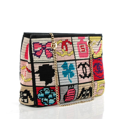 Chanel Needlepoint Precious Symbols Shoulder Bag Black 3 of 7