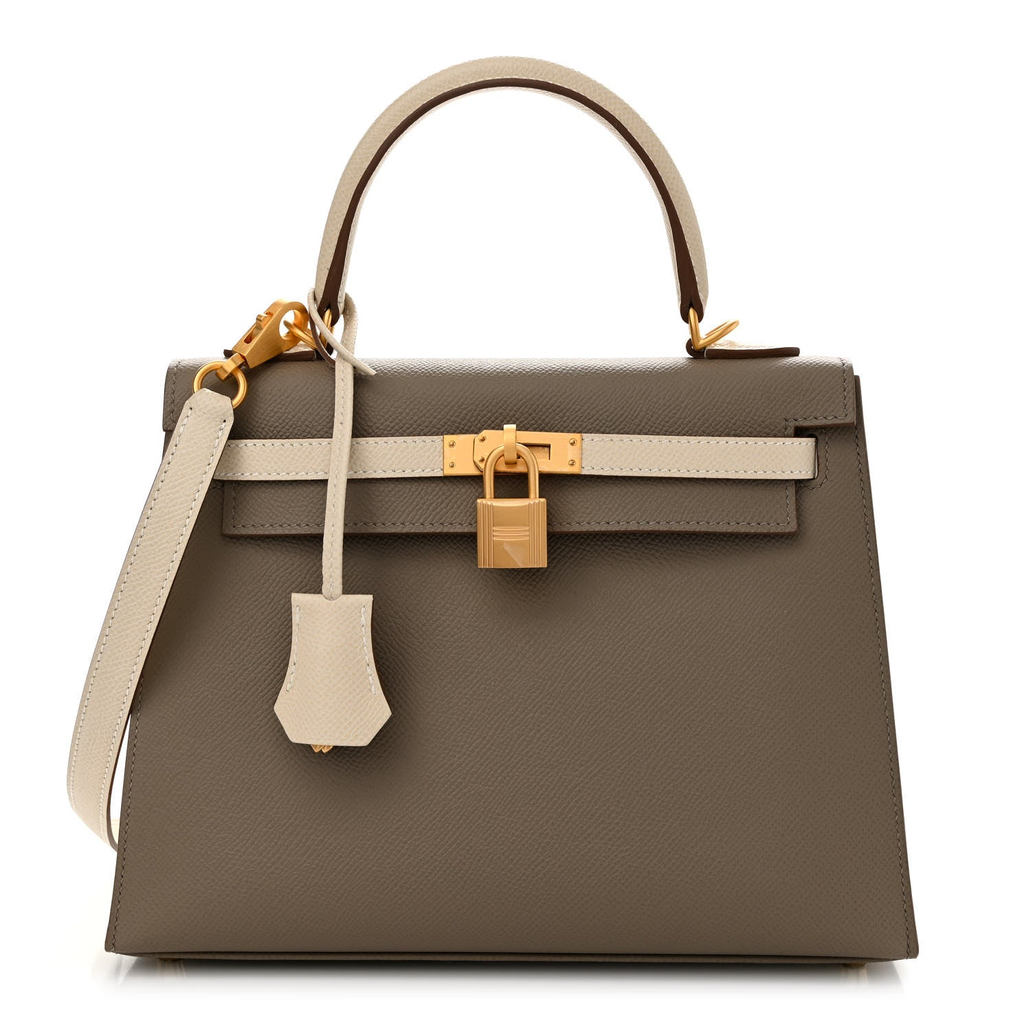Hermes Epsom Bi-Color Horseshoe Kelly Sellier 25 Gris Asphalte Craie 1 of 11