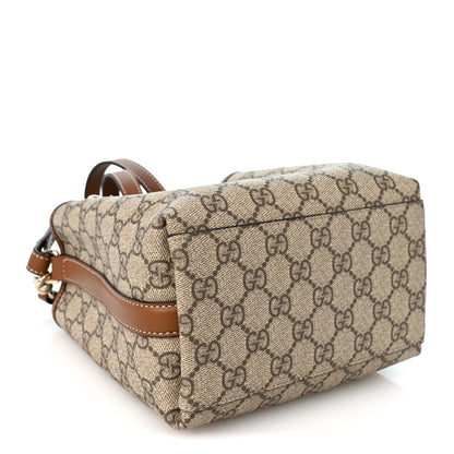 Gucci GG Supreme Monogram Emblem Small Shoulder Bag Beige Ebony Sundial 4 of 9