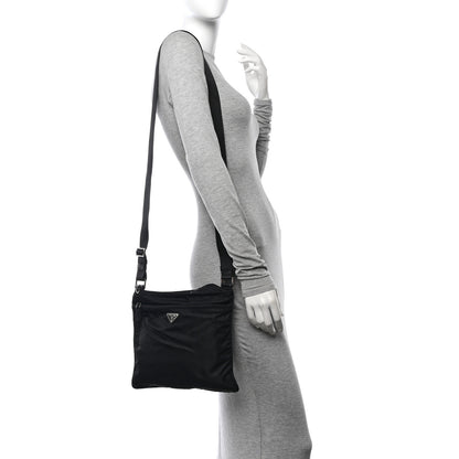 Prada Tessuto Nylon Saffiano Flat Messenger Bag Black 2 of 9