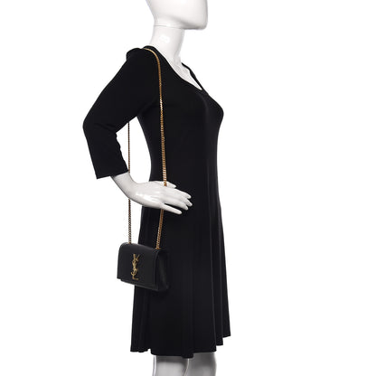 Saint Laurent Grain De Poudre Small Monogram Kate Satchel Black 2 of 12